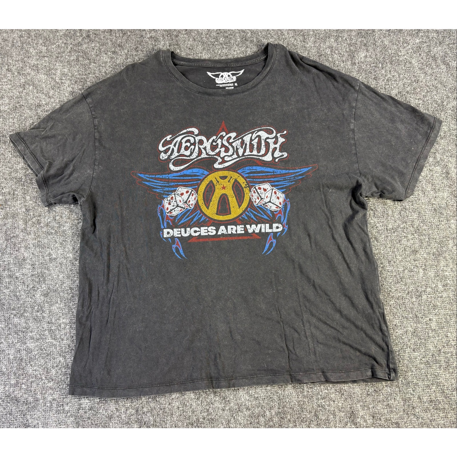 Aerosmith Deuces Are Wild T Shirt Mens Xl 2023 Faded Black Graphic Band Tee — image 2 of 6